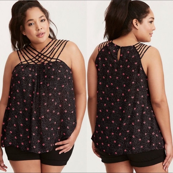 torrid Tops - Torrid Georgette Strappy Crisscross Tank
